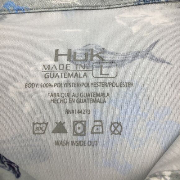 Huk Mens KC Pursuit Printed‎ Whale Pattern Fishing Polo Size Large NWT - Picture 8 of 8